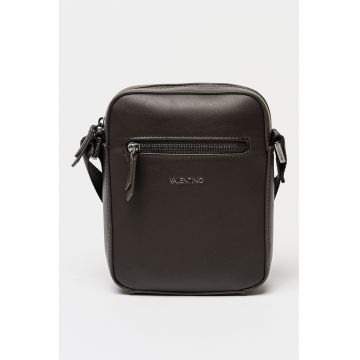 Geanta crossbody de piele ecologica cu buzunar exterior cu fermoar Horizon - Maro inchis