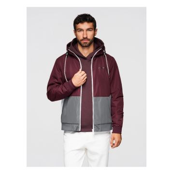 Jacheta regular fit cu captuseala si gluga  OM-JANP-0242 - Bordeaux