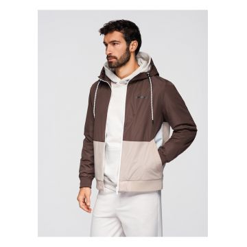 Jacheta regular fit cu captuseala si gluga  OM-JANP-0242 - Maro