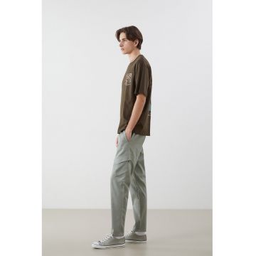 Pantaloni cargo de trening cu snur - Grej