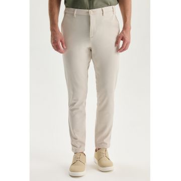 Pantaloni eleganti slim fit - Alb fildes