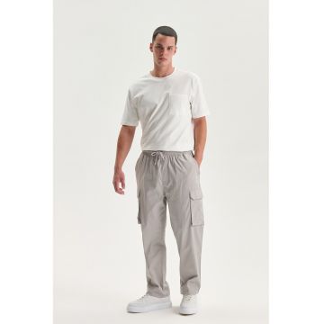 Pantaloni relaxed fit din amestec de bumbac - Gri deschis