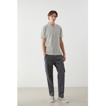 Pantaloni relaxed fit din amestec de bumbac - Gri inchis