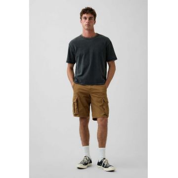 Pantaloni scurti cargo cu talie medie - Caramel