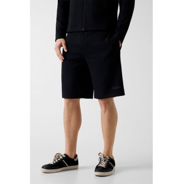 Pantaloni scurti de trening cu talie ajustabila - Negru stins/Argintiu