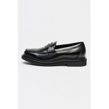 Pantofi loafer din piele cu logo Keaton - Negru
