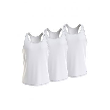 Set de top-uri cu decolteu rotund - 3 piese - Alb