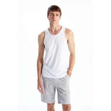 Set de top-uri slim fit cu model uni - 2 piese - Alb optic