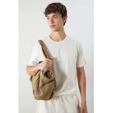 Tricou cu imprimeu text - Crem