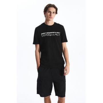 Tricou cu imprimeu text - Negru