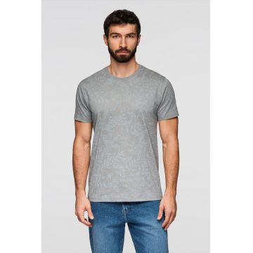 Tricou cu model si decolteu rotund - Gri/Albastru glaciar