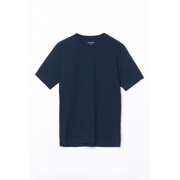 Tricou de bumbac cu decolteu rotund - Bleumarin