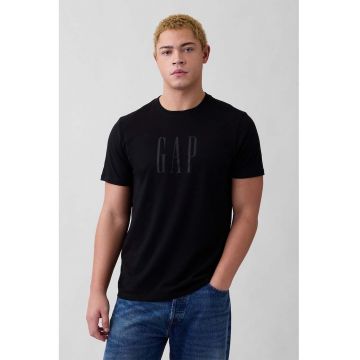 Tricou de bumbac cu logo - Negru