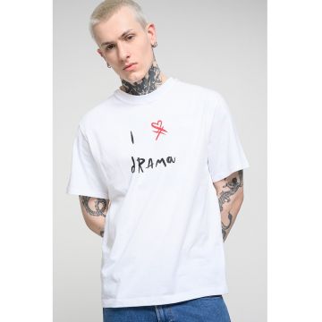 Tricou lejer din bumbac cu imprimeu text - Negru/Alb optic