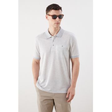 Tricou polo cu buzunar pe piept - Gri deschis
