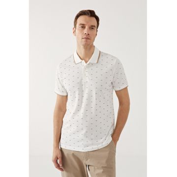 Tricou polo cu imprimeu - Maro/Crem