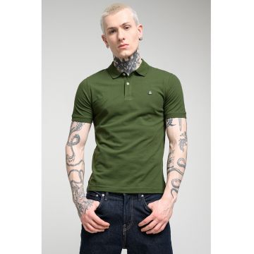 Tricou polo slim fit din amestec de bumbac - Verde inchis