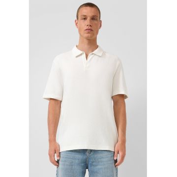 Tricou polo texturat - Alb