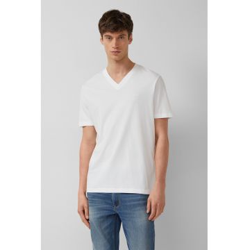 Tricou regular-fit cu decolteu in V - Alb -