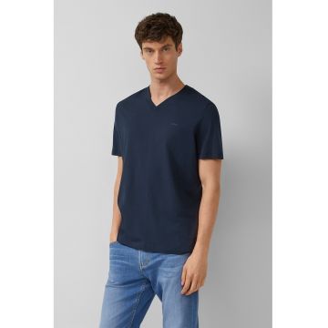 Tricou regular-fit cu decolteu in V - Bleumarin -