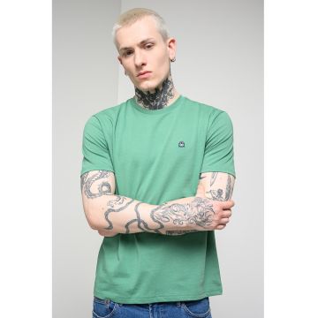 Tricou regular fit cu decolteu la baza gatului - Kaki inchis