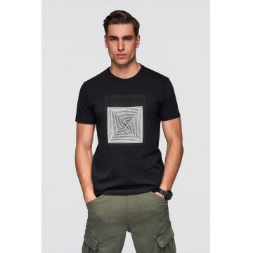 Tricou slim fit cu imprimeu - Alb/Negru