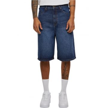 Bermude din denim cu talie medie - Albastru petrol