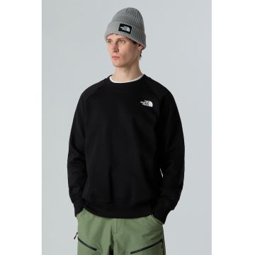 Bluza cu decolteu la baza gatului si imprimeu logo - Negru