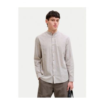Camasa barbati -  bumbac - bej - sistem inchidere nasturi