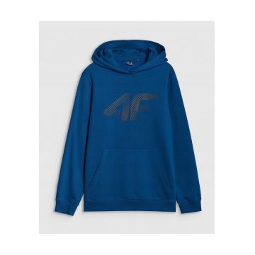 Hanorac barbati  fara fermoar - gluga - turcoaz - bumbac - interior periat