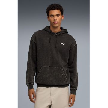 Hanorac cu aspect decolorat si logo - Negru stins