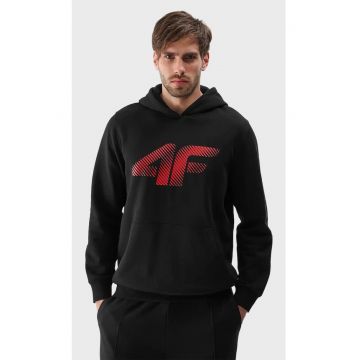 Hanorac cu gluga  croiala regulata - buzunar cangur - negru - bumbac 80%