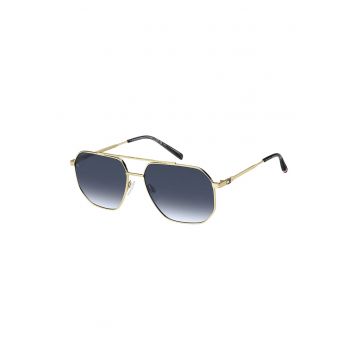 Ochelari de soare aviator cu rama metalica - Auriu/Albastru prafuit