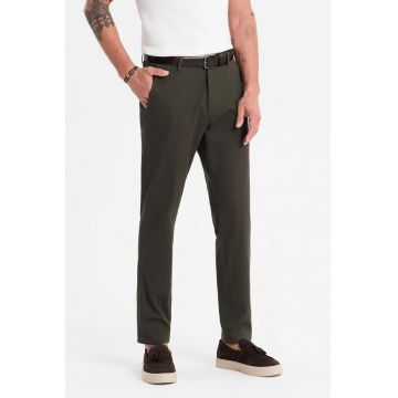 Pantaloni drepti cu talie medie - Verde inchis