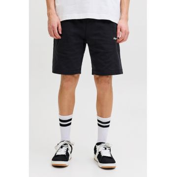 Pantaloni scurti de trening cu detaliu brodat - Negru