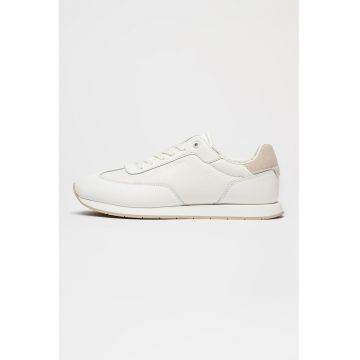 Pantofi sport din piele cu sireturi - Alb