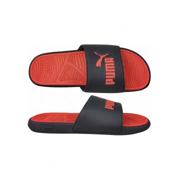 Papuci barbati -  Sintetic - Negru/Rosu -