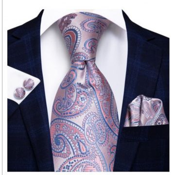 Set cravata lila + batista + butoni - matase - model 41