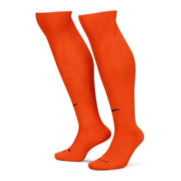 Sosete unisex lungi pana peste genunchi cu amortizare pentru fotbal Classic II - Negru/Portocaliu mandarina