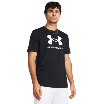 Tricou lejer cu imprimeu logo - Alb/Negru