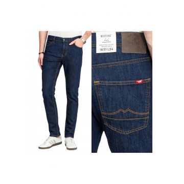 Blugi Barbati -  Vegas Slim - Slim Fit - Talie Medie - Lungi - 5 Buzunare - Fermoar - Bumbac - Albastru - Albastru