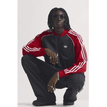 Bluza de trening cu fermoar si guler baseball SST - Rosu/Alb/Negru