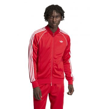 Bluza de trening cu fermoar si logo - Rosu vermillion