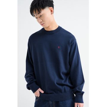 Bluza de trening din bumbac cu decolteu la baza gatului - Albastru ultramarin