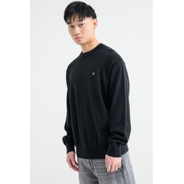 Bluza de trening din bumbac cu decolteu la baza gatului - Negru