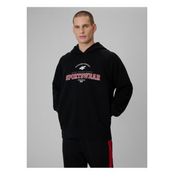 Hanorac barbati -  negru - croiala lejera - gluga integrata