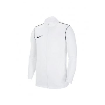 Hanorac sport barbati -  antrenament fotbal - alb - fara gluga - cu fermoar