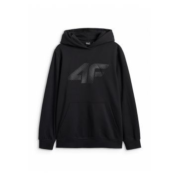 Hanorac Sportiv pentru Barbati -  Negru Intens - Bumbac si Poliester - Regular Fit - Cu Gluga si Buzunar Marsupiu - 45737 - Negru