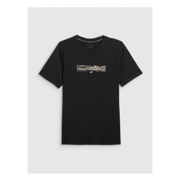 Tricou barbat -  negru - bumbac - imprimeu - croiala lejera