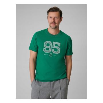 Tricou barbat -  verde - bumbac - regular - imprimeu - Verde
